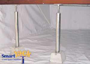 Crawl space structural support jacks installed in Millen