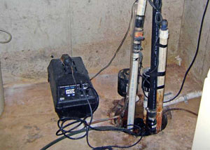 Pedestal sump pump system installed in a home in Griffin